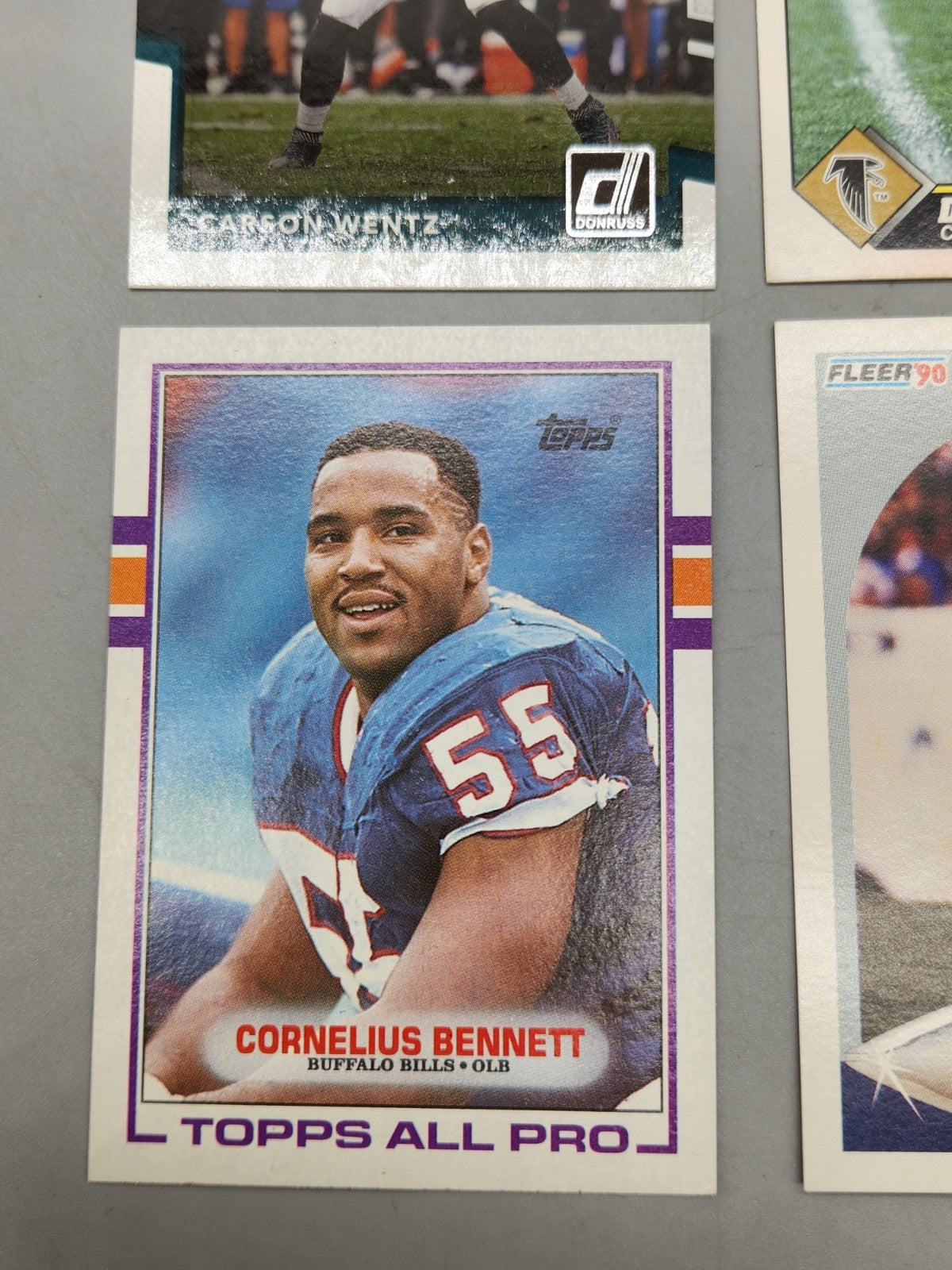 NFL Football Card Lot Deion Sanders Score 1991 Carson Wentz Cornelius Bennett...