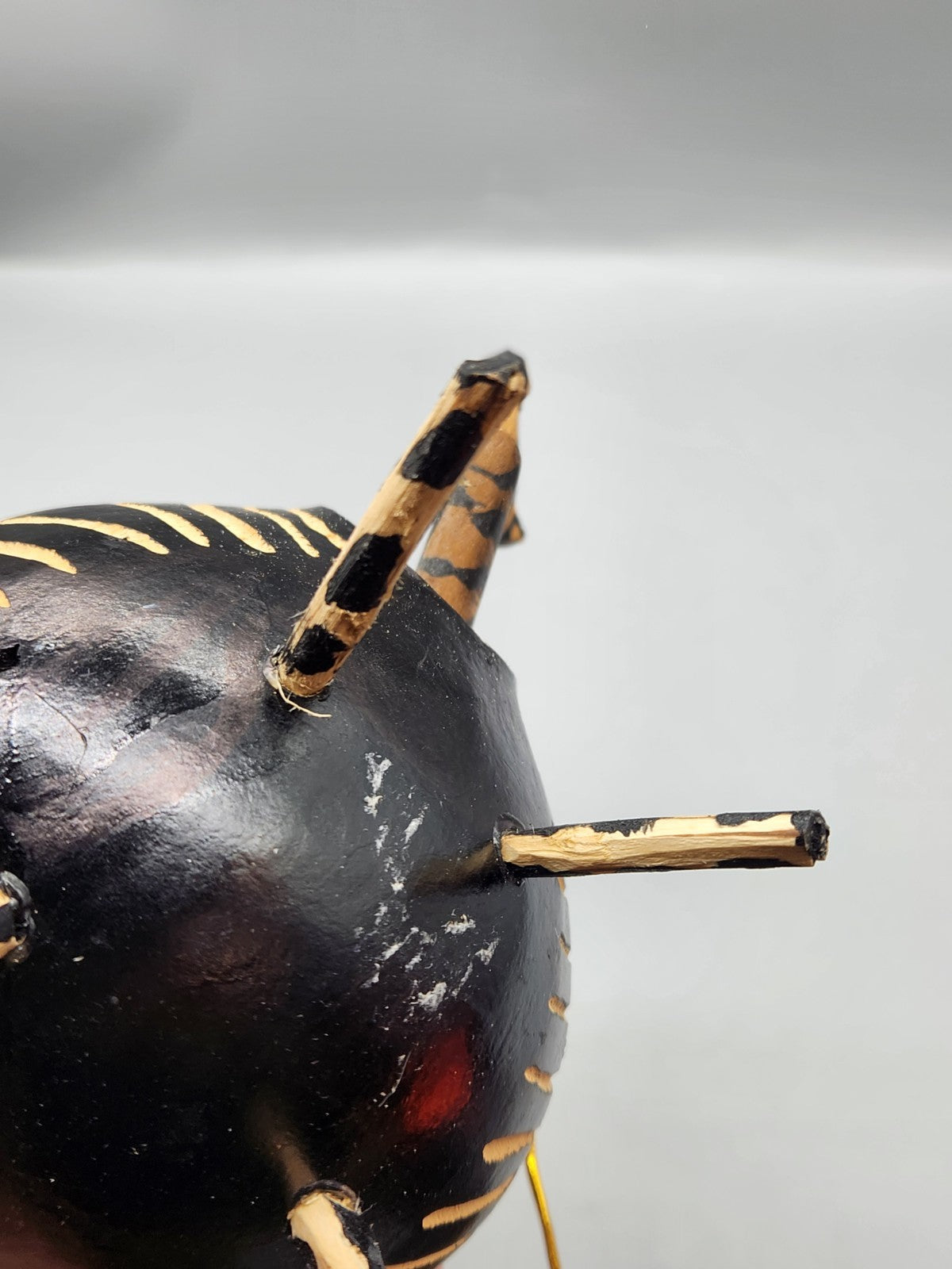Vintage Zebra Gourd Sculpture Hand Painted African Safari Folk Art Hanging...