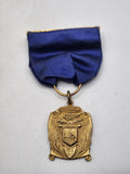 Vintage SOK POL W.AM Medal Blue Ribbon Gold Tone Eagle Shield Award Pendant