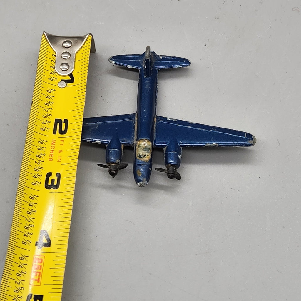 Vintage Diecast Toy Airplane Twin Prop Made in Singapore Blue Metal Plane
