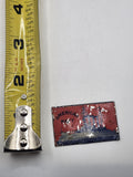 Vintage American Navy Ship Badge Rectangular Tin Litho Red Metal Small