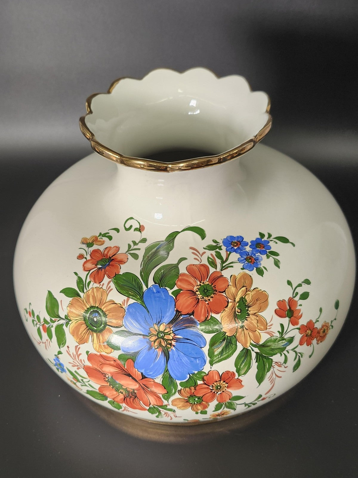 Vintage Floral Glass Lamp Shade Globe Gold Multicolor Diffuser Ceiling Decor