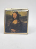 Mona Lisa Square Gold Compact Mirror Dual Sided Folding Portable Travel 3 In
