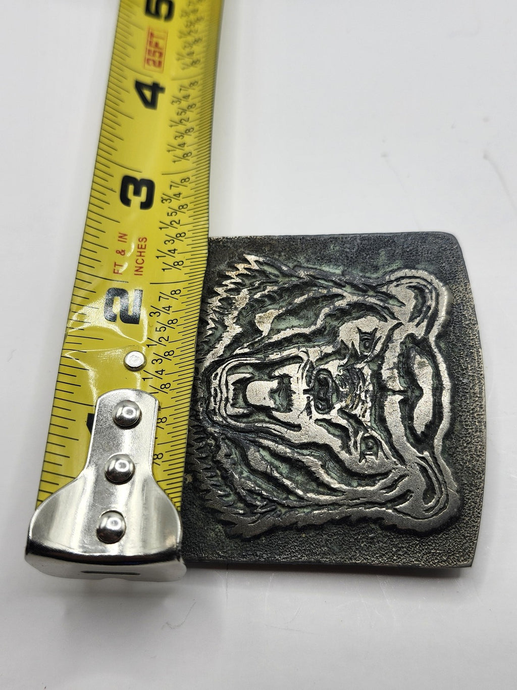 Bear Head Belt Buckle Mens Silver Metal Western Rectangular Wildlife Grizzly