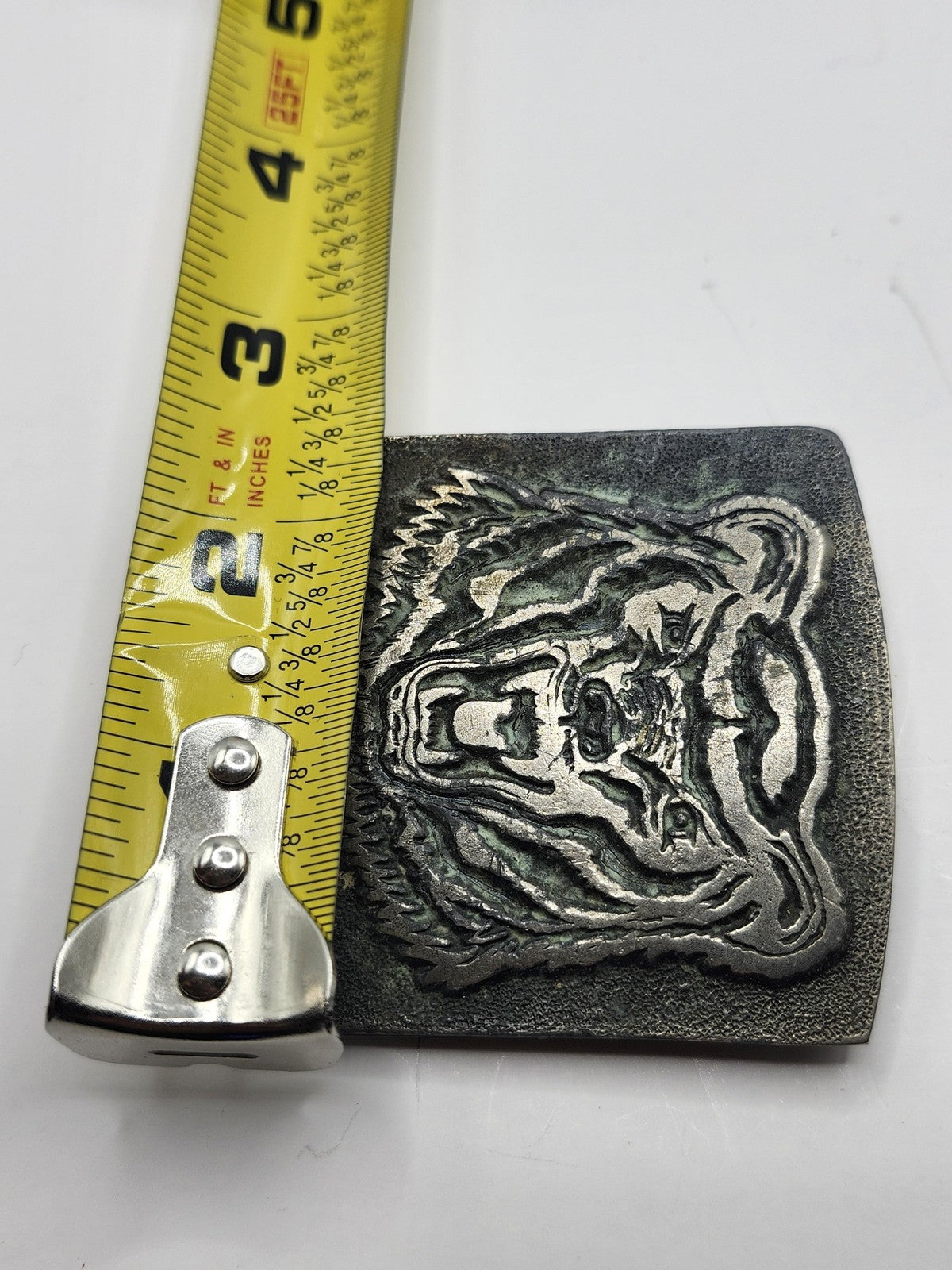 Bear Head Belt Buckle Mens Silver Metal Western Rectangular Wildlife Grizzly