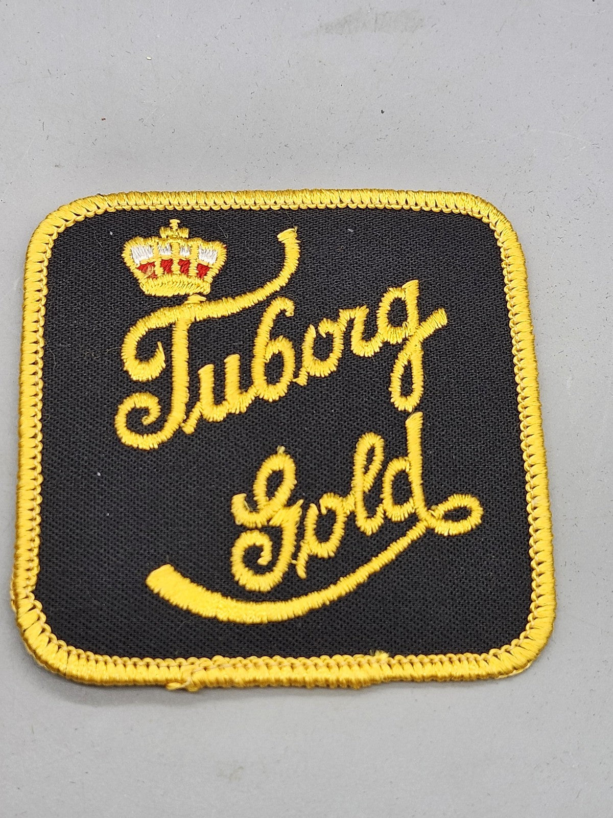 Vintage Tuborg Gold Beer Patch Black Yellow Embroidered Breweriana Bar Decor