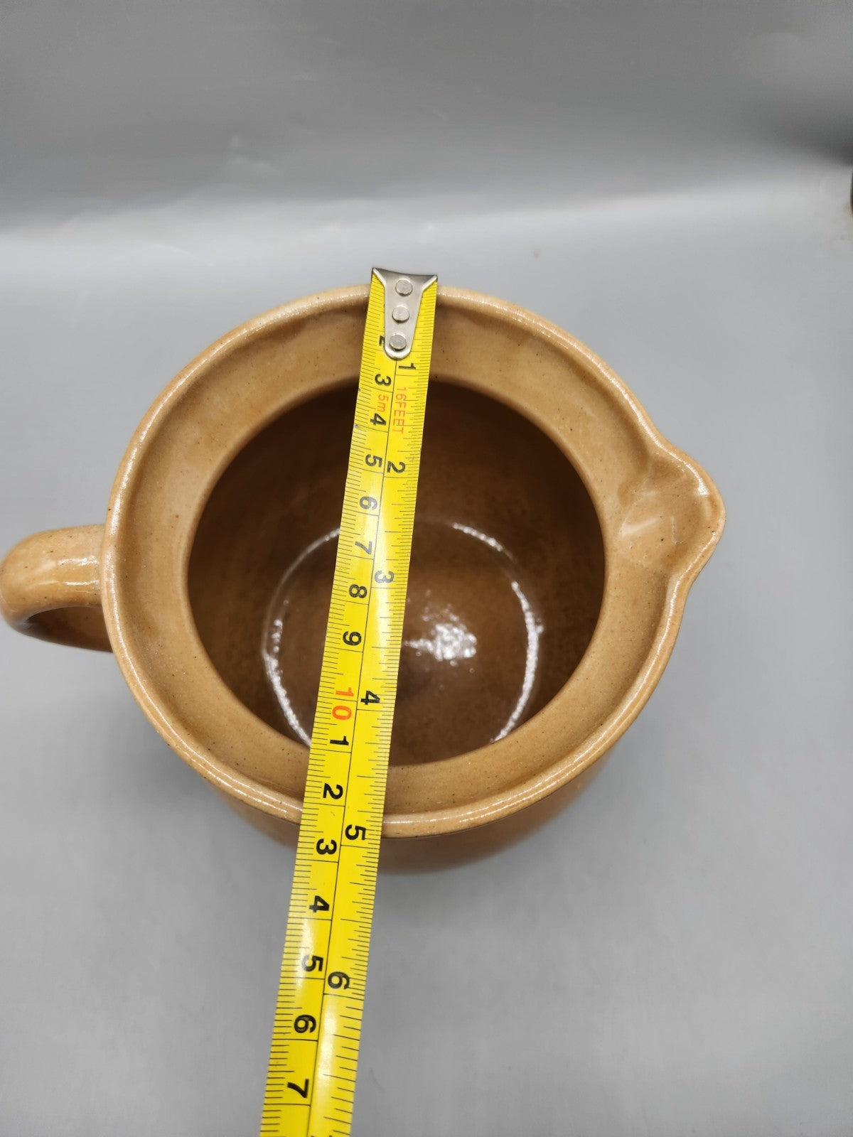 Vintage Cabinart Bakeware USA Covered Pitcher Stoneware Brown Tan Rustic...
