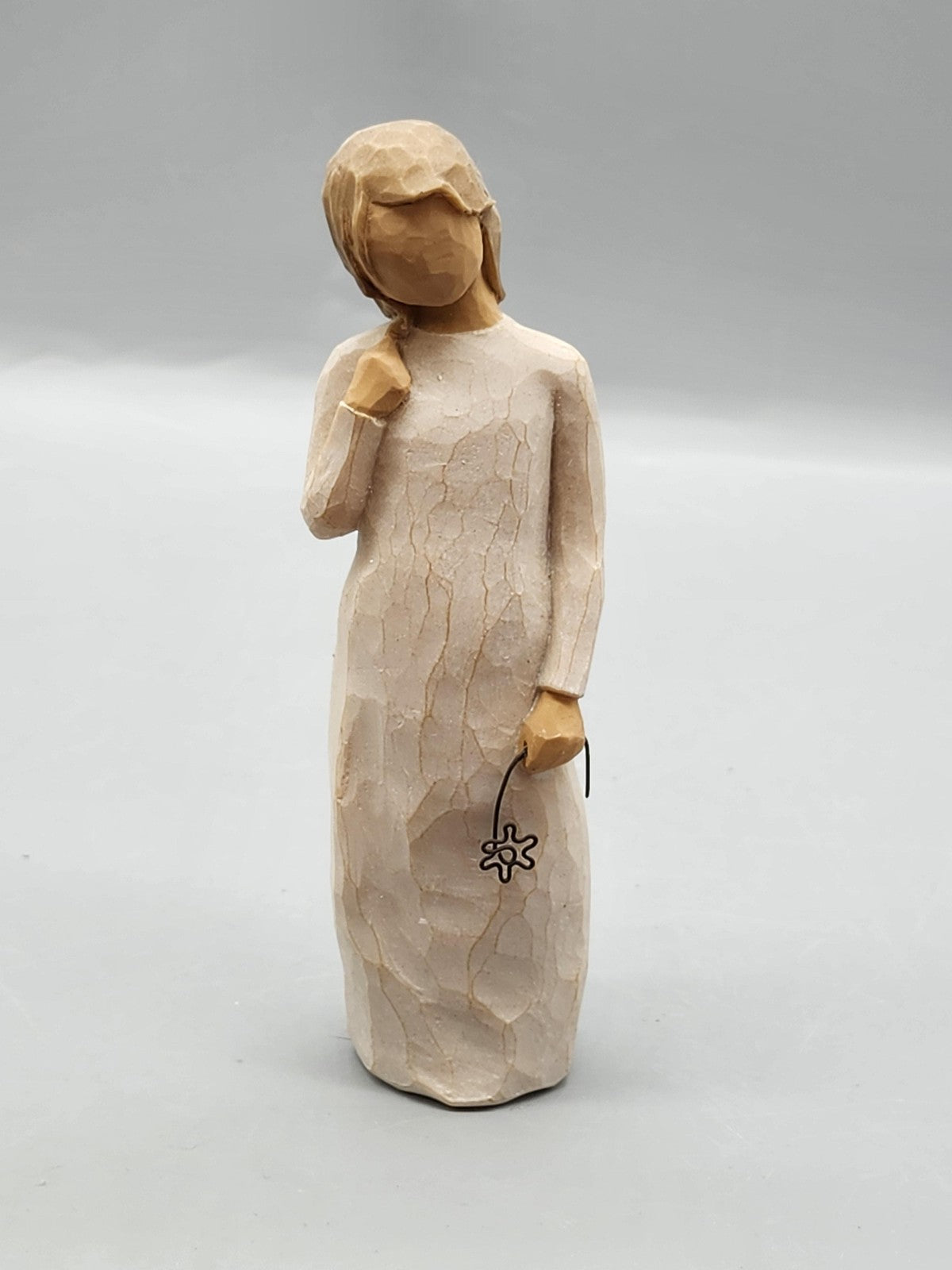 Vintage Willow Tree Remember Woman Figurine Small Beige Resin Folk Art Decor