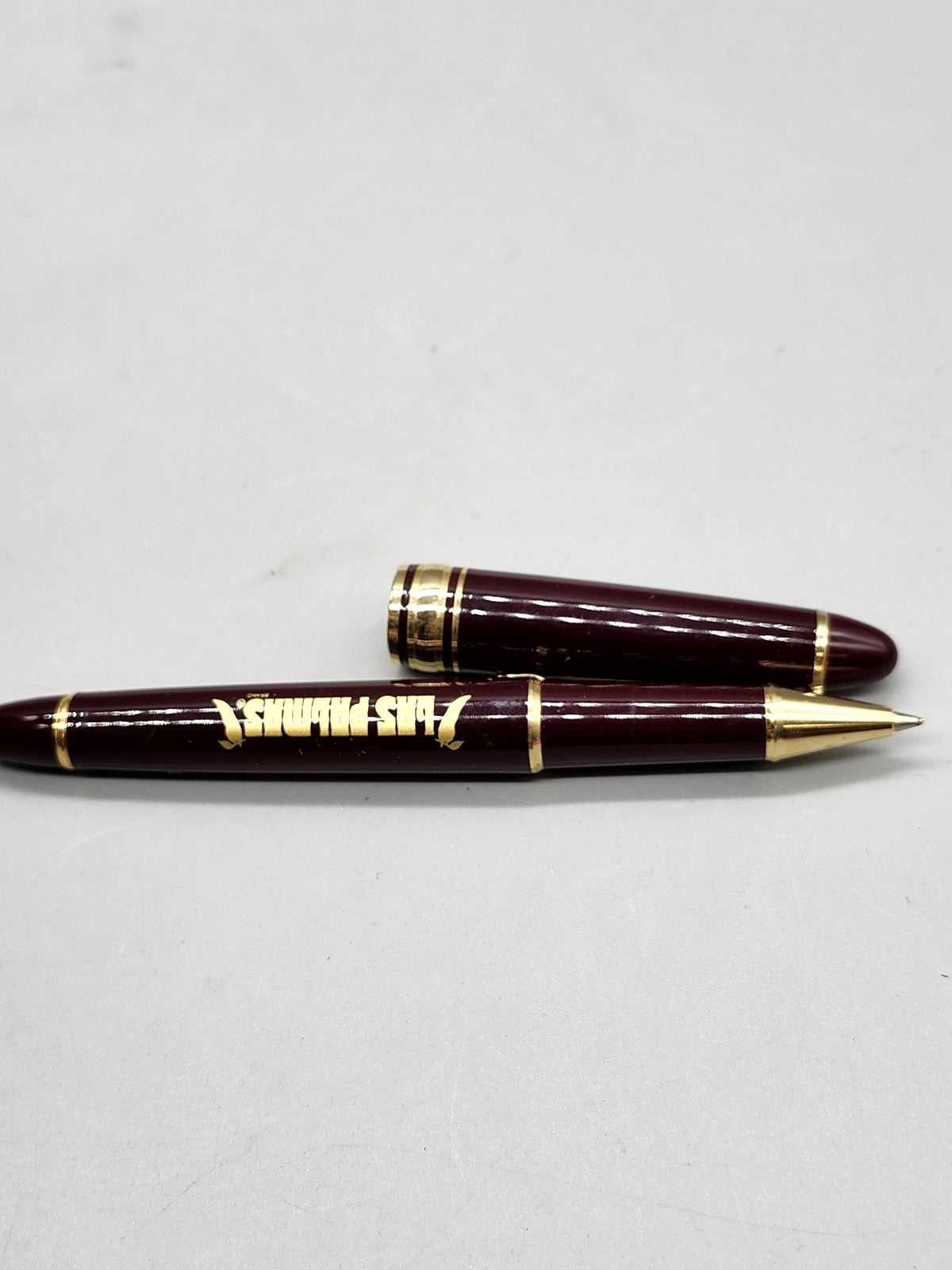 Las Palmas Ballpoint Pen Burgundy Plastic Gold Trim Black Ink Promo Office