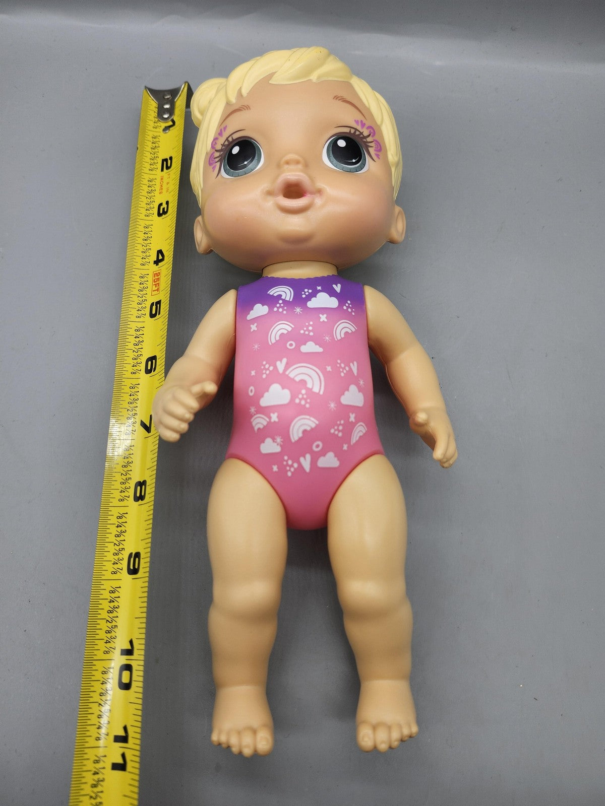 Hasbro Baby Alive Blonde 10in Rainbow Swimsuit Bath Girl Doll Blue Eyes 2022