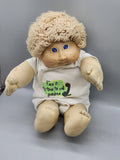 Vintage Cabbage Patch Kids Doll Blonde Yarn Hair Blue Eyes Soft Body Coleco