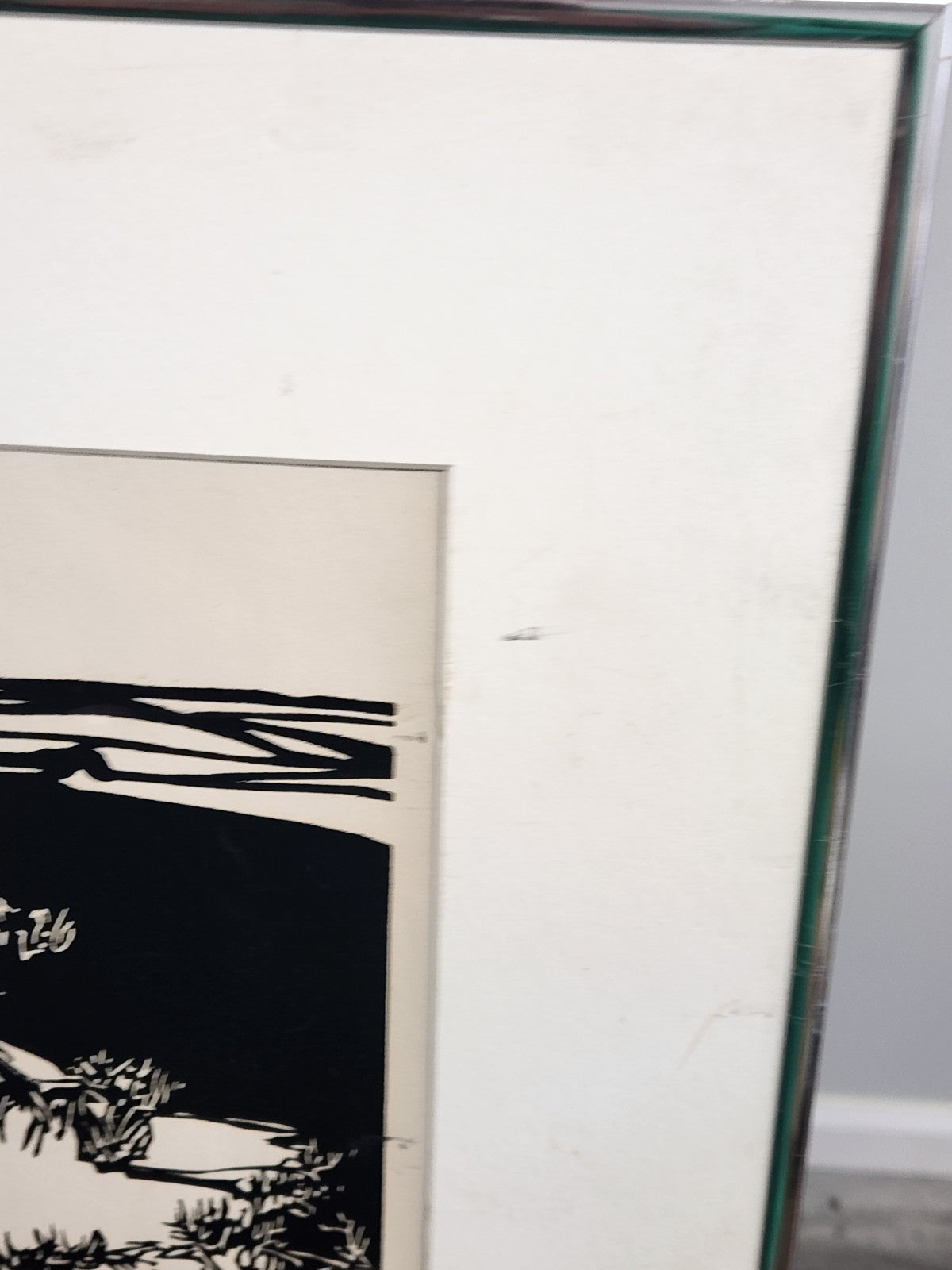 Original 1976 Signed Proof Print “Memory” Minimalist Landscape Woodcut Style Art