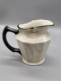 Vintage Unmarked White Ceramic Creamer Black Handle Art Deco Czechoslovakia
