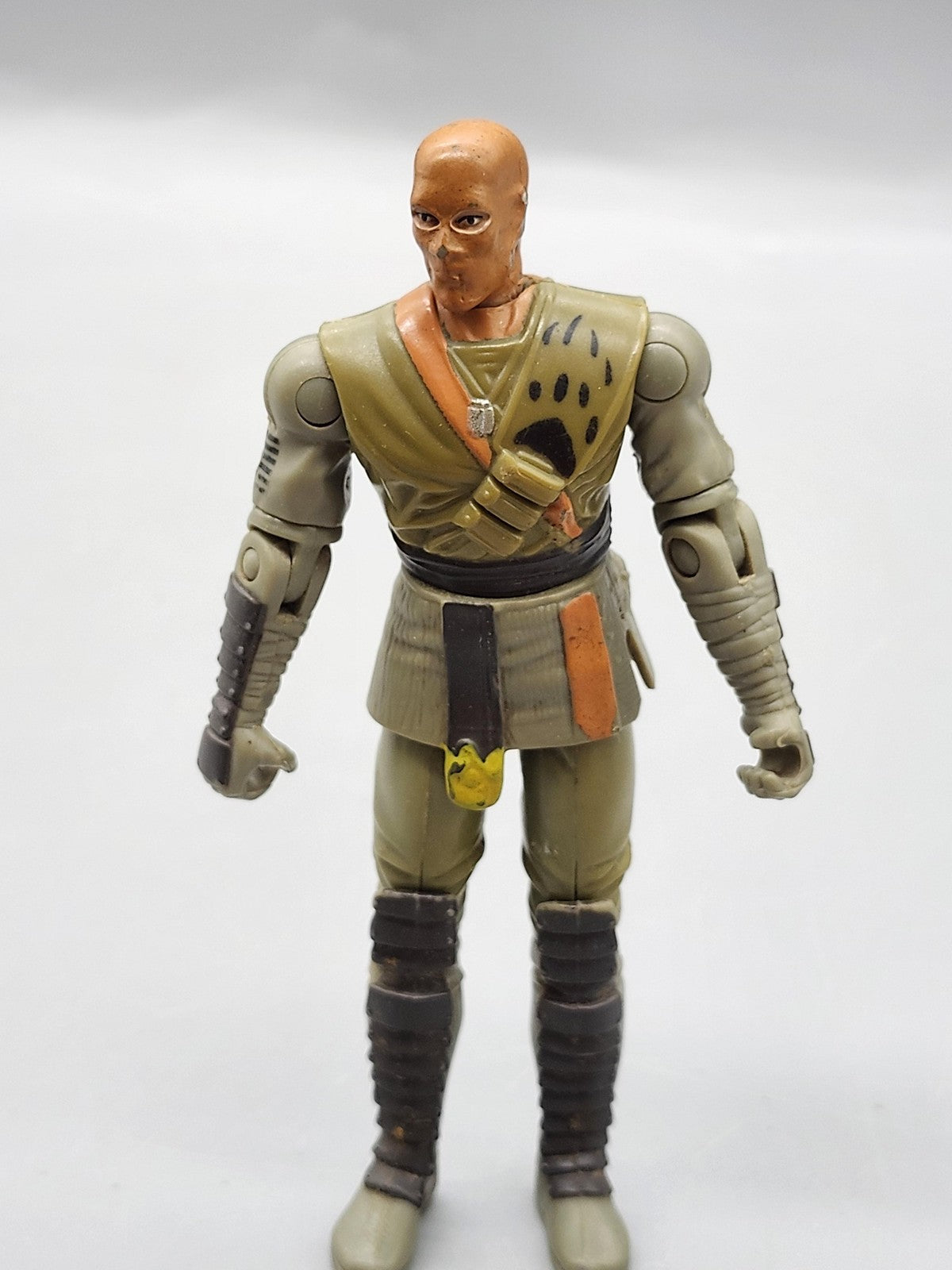 Vintage Scarred Warrior Action Figure Green Plastic Toy Loose Brown Boots