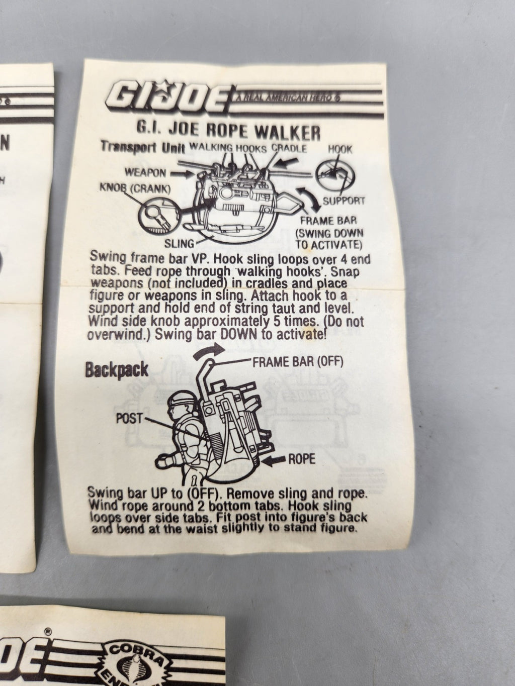 Vintage 1987 GI Joe Mini Vehicle/Filecard Instruction Lot – Cobra Pom-Pom...