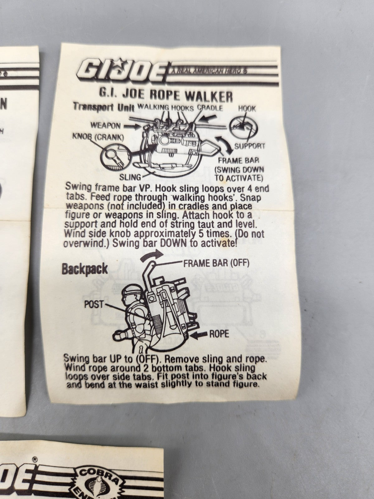 Vintage 1987 GI Joe Mini Vehicle/Filecard Instruction Lot – Cobra Pom-Pom...