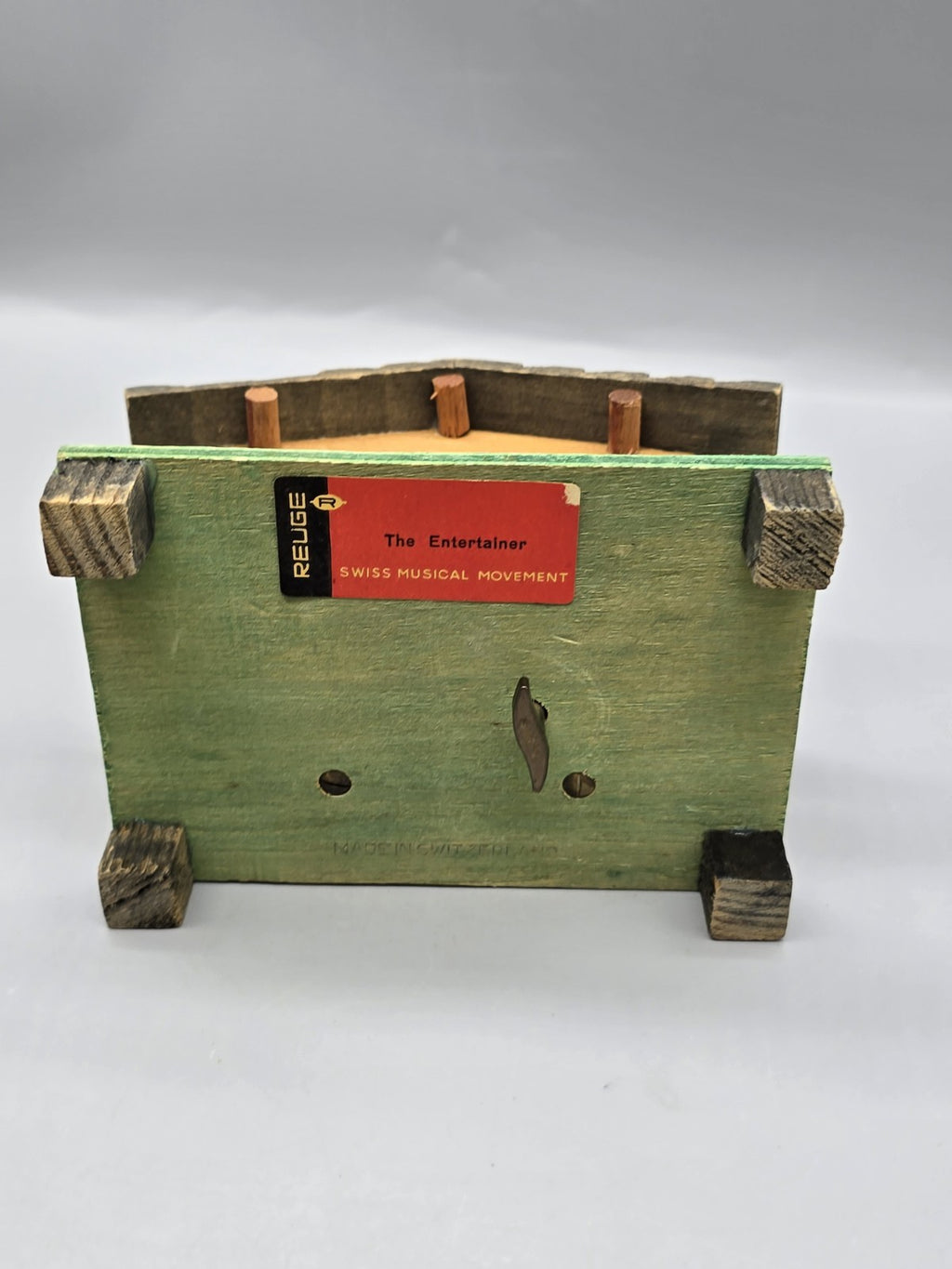 Vintage Reuge Swiss Chalet Music Box Jewelry Box The Entertainer Switzerland