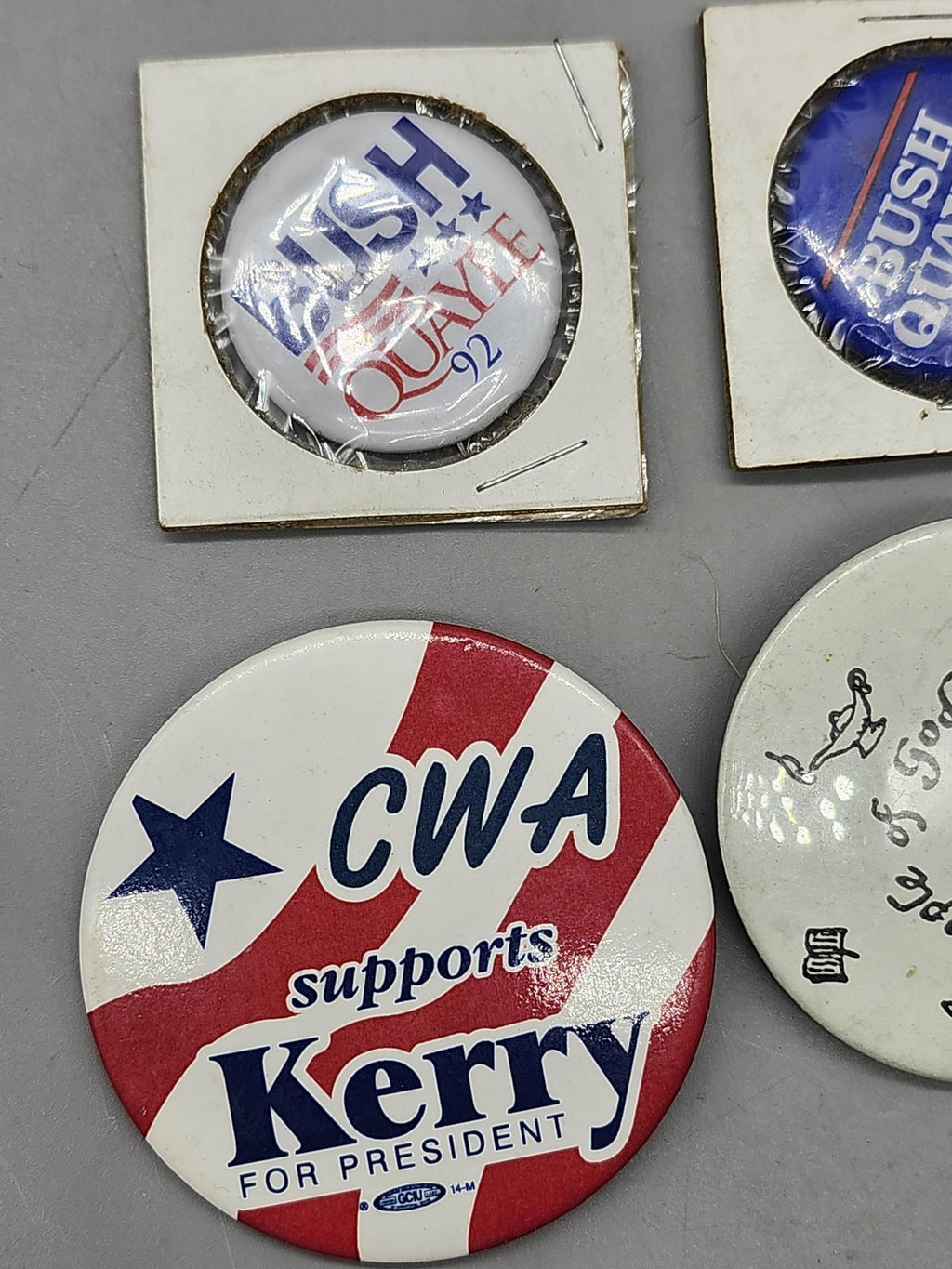 Vintage Political Campaign Pinback Buttons Lot 8 Bush Quayle Kerry McGovern USA