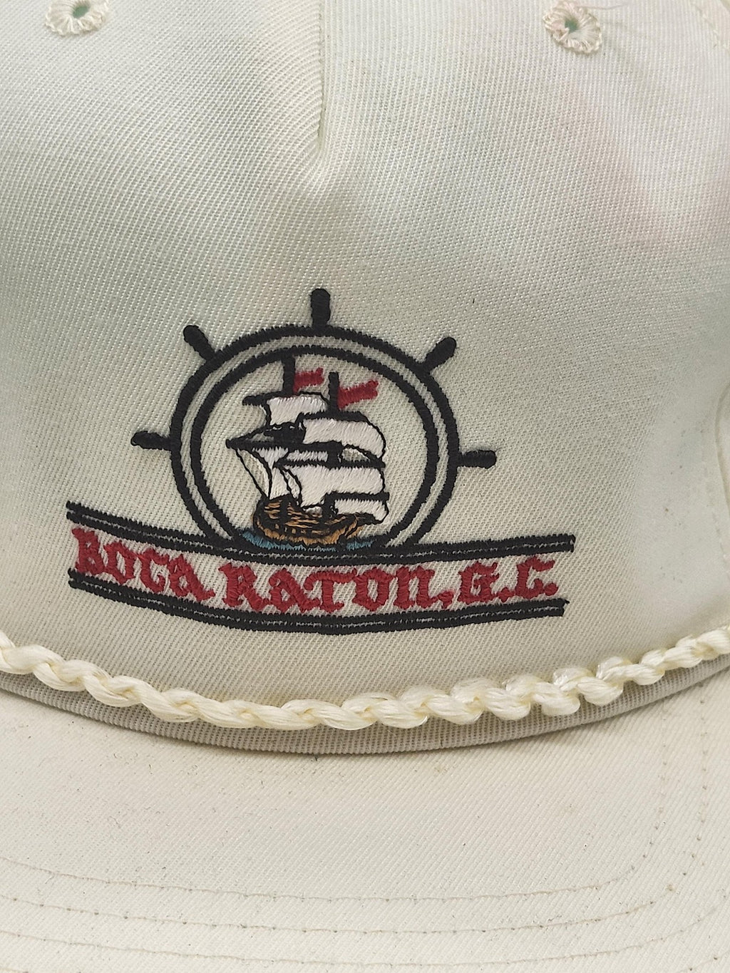 Vintage Boca Raton G.C. New Era Hat Cap Snap Back Mens L White Rope 80s