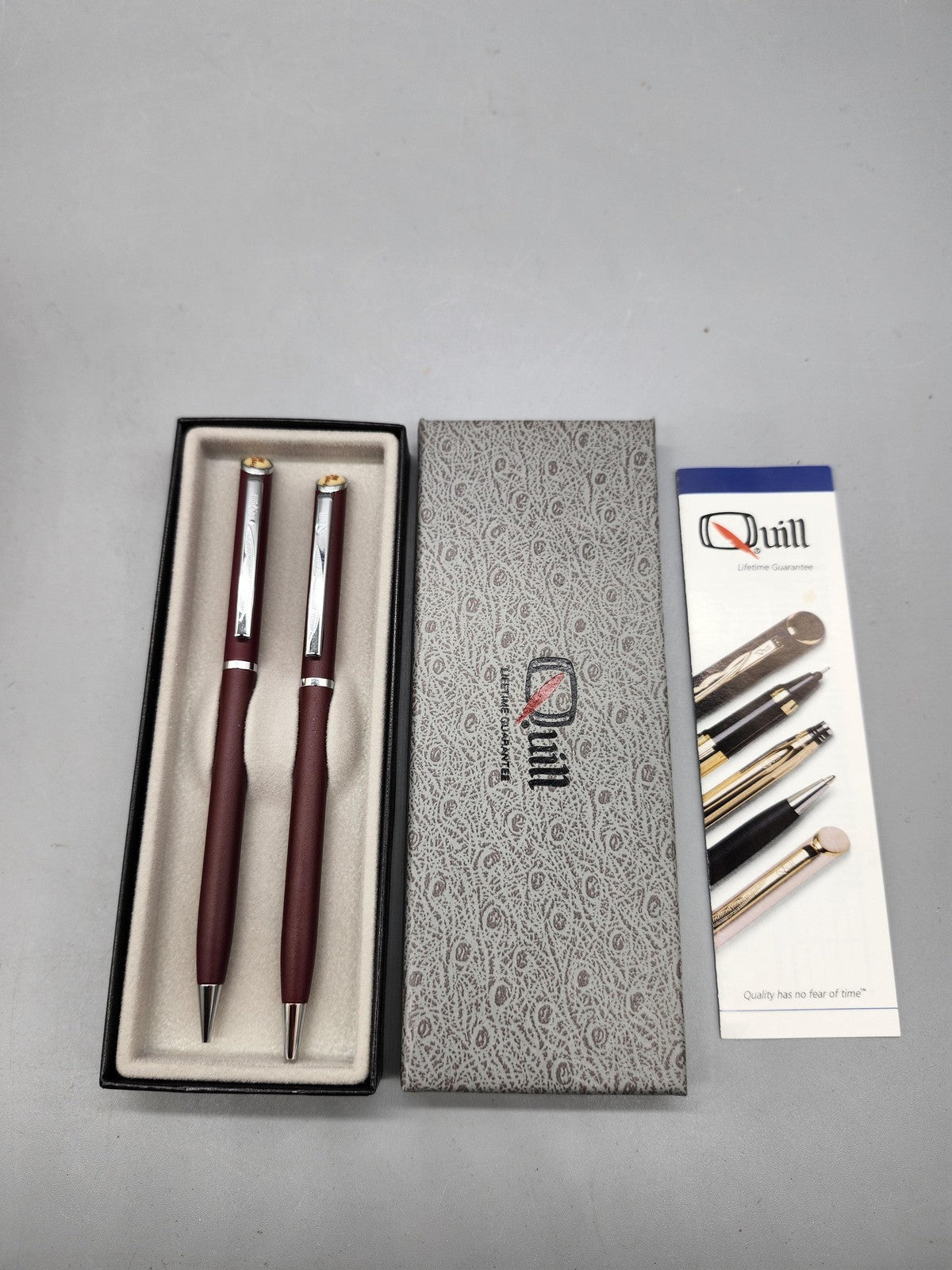 Vintage Quill Ballpoint Pen Sets Lot 2 Arpege Chanel No 5 Fresh Mark Burgundy