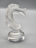 Lalique Clear Frosted Crystal Fish Figurine Round Base Art Glass Decor France