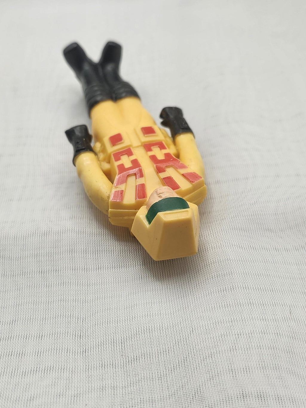 Vintage Yellow Space Soldier Action Figure Black Boots Plastic Toy Loose
