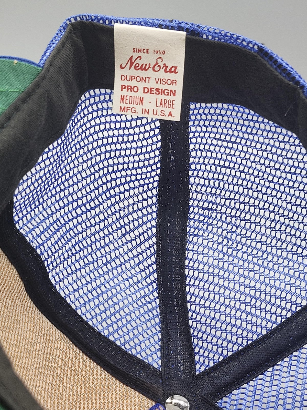 Vintage New Era PJC Hat Cap Snap Back Mens Large Blue Mesh Trucker 80s 90s