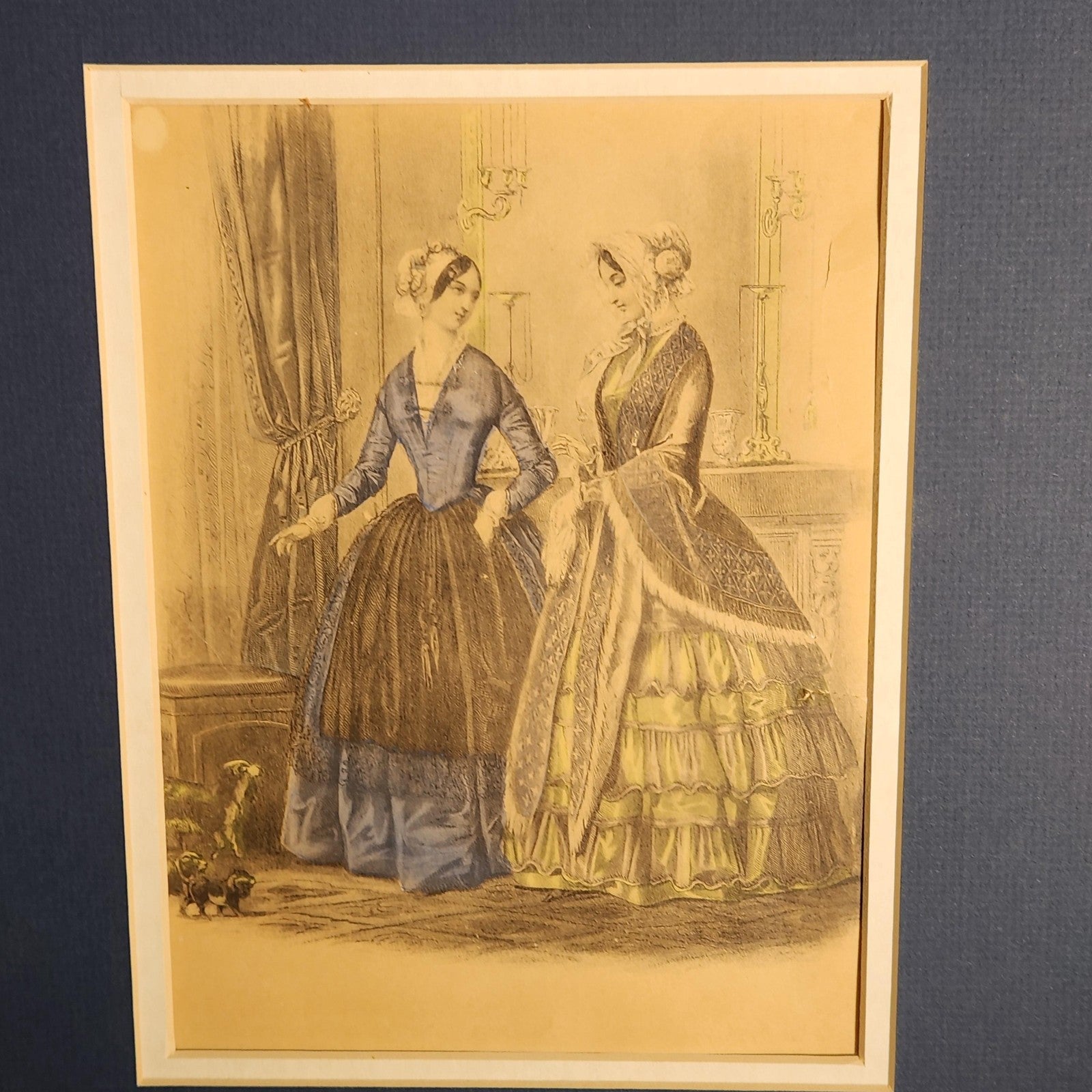Vintage Le Moniteur De La Mode 1851 French Fashion Ladies Print Hand Tinted