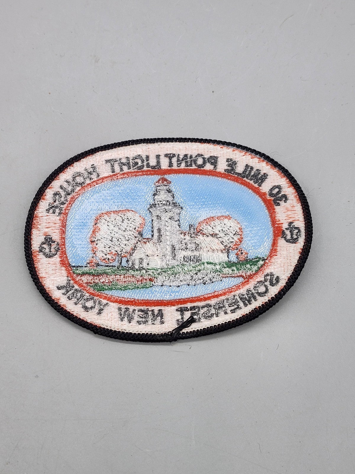 30 Mile Point Lighthouse Oval Patch Somerset New York Orange Blue Embroidered