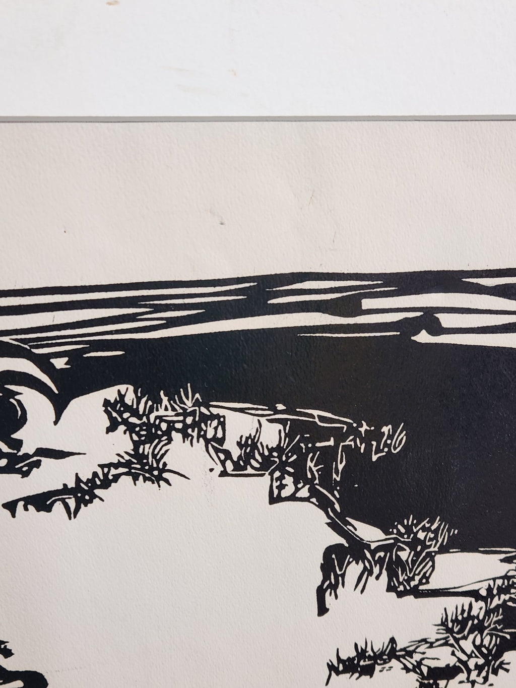 Original 1976 Signed Proof Print “Memory” Minimalist Landscape Woodcut Style Art