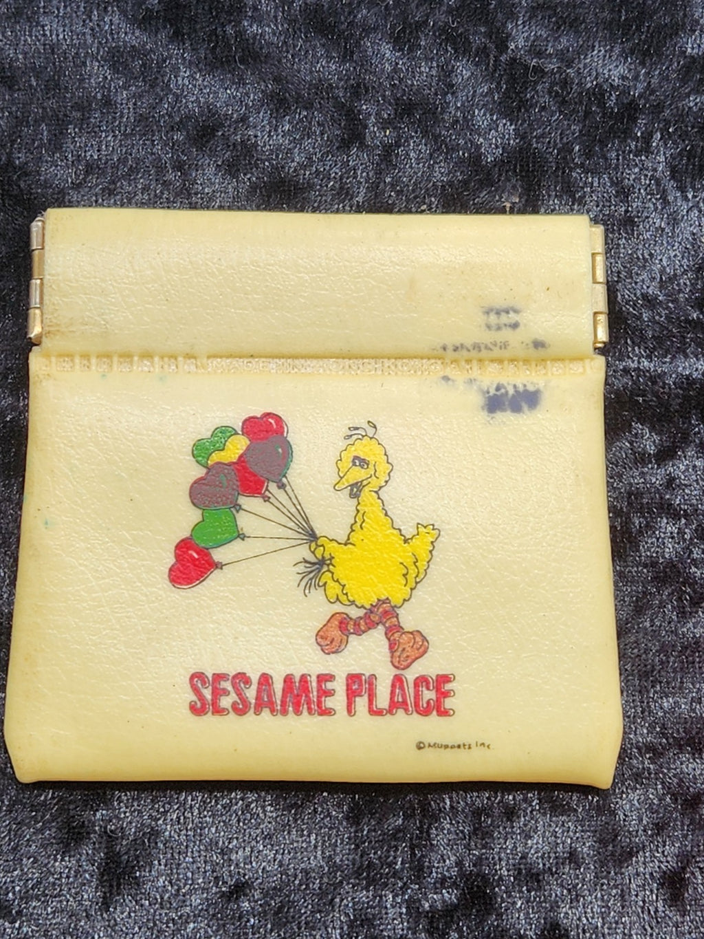 Vintage Sesame Place Big Bird Vinyl Coin Purse Wallet 1970s Kids Souvenir