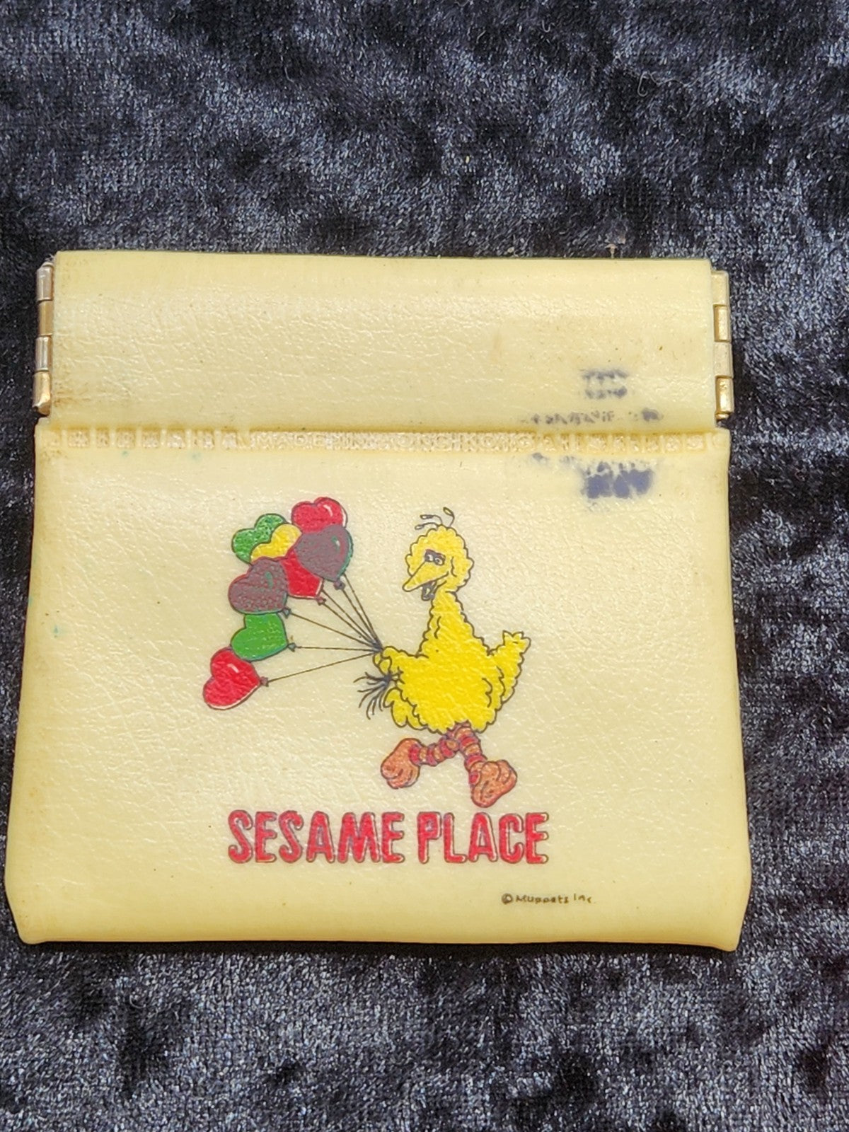 Vintage Sesame Place Big Bird Vinyl Coin Purse Wallet 1970s Kids Souvenir