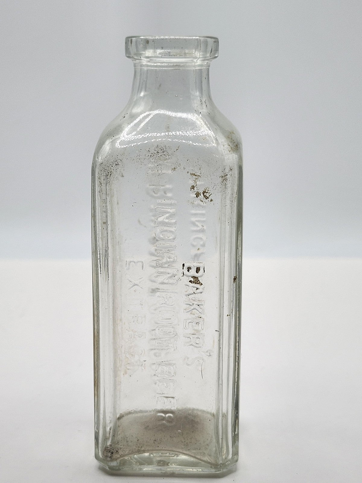 Vintage Baker Extract Company Embossed Clear Glass Bottle Springfield Mass Food