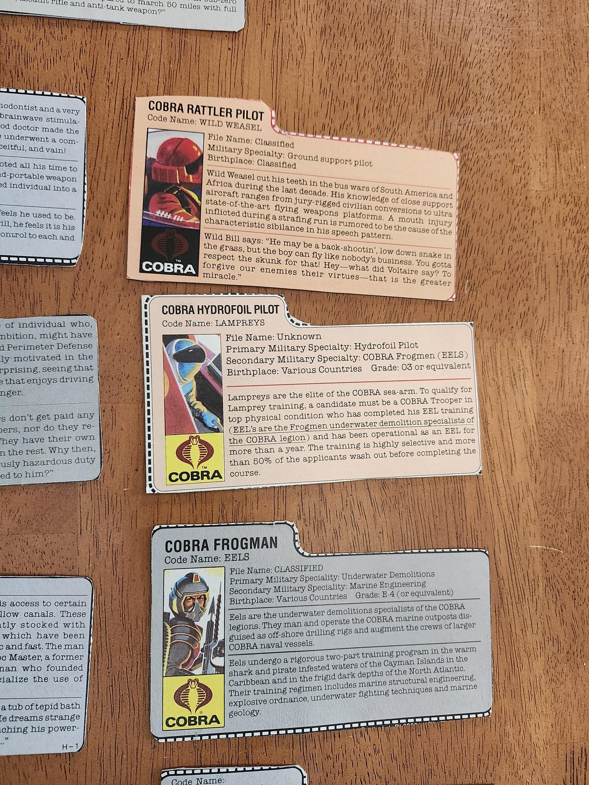 Vintage G.I. Joe Cobra File Card Lot 14pc Hasbro Action Figure Inserts Mixed