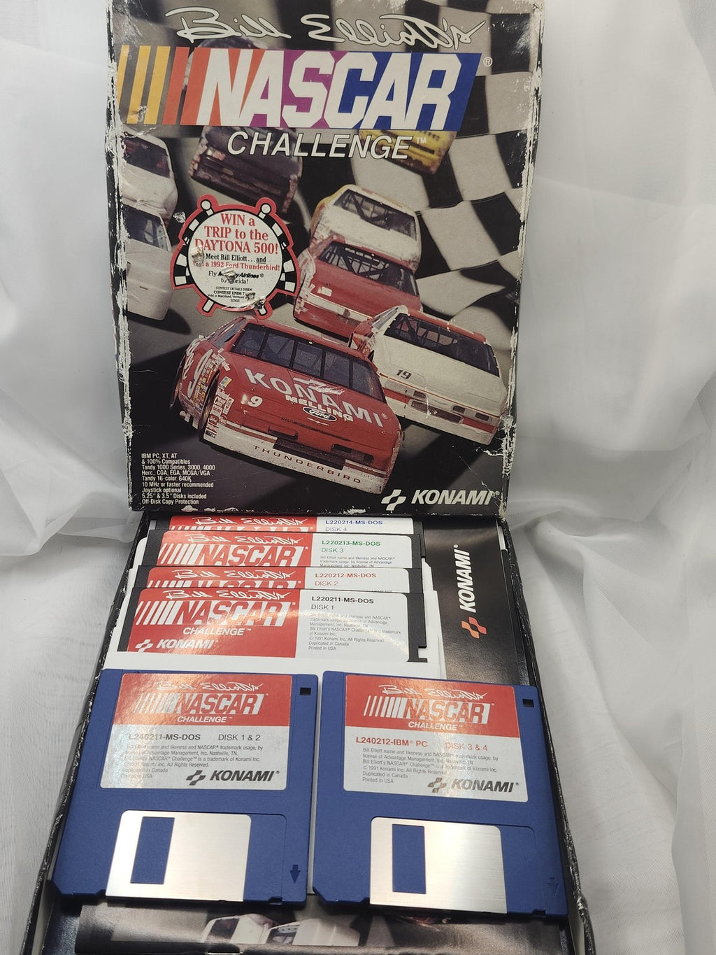 Bill Elliott's NASCAR Challenge PC MS-DOS Game Box CIB Konami 1991 Racing