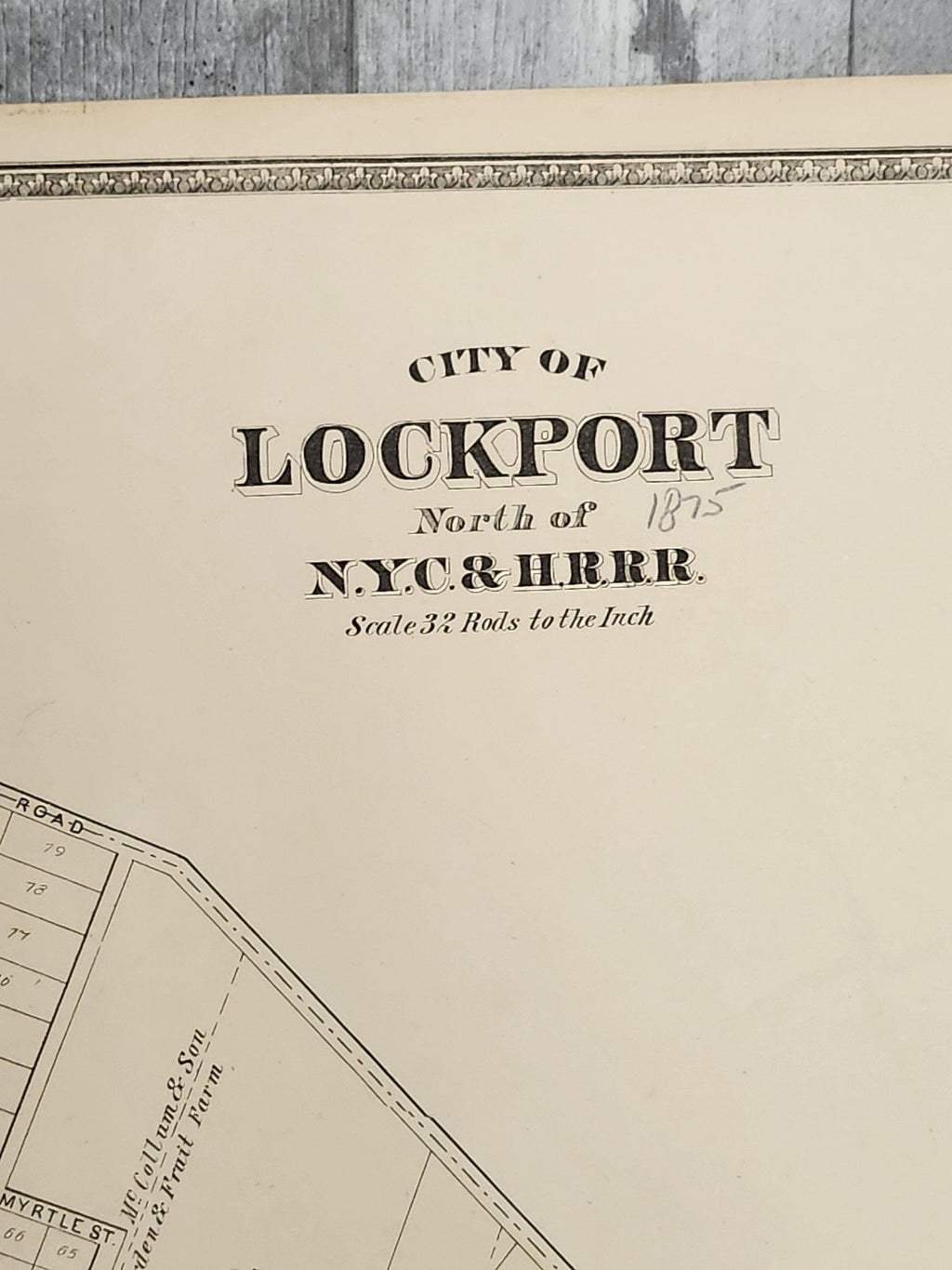 Vintage 1875 Lockport New York City Atlas Map 1st 2nd Ward 25.5x16 NY USA Print