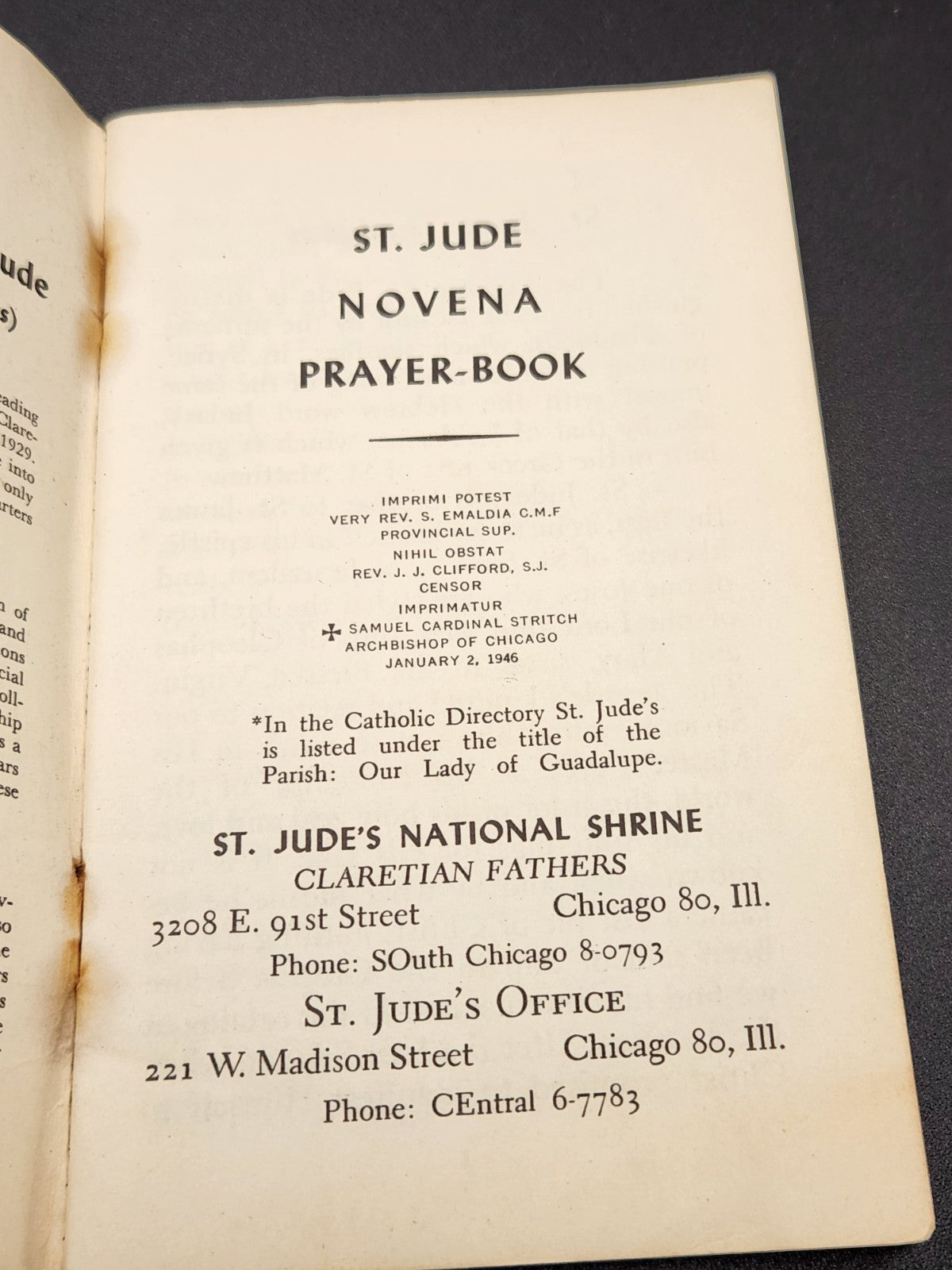 Vintage St. Jude Novena Prayer Book Catholic Devotional Claretian Fathers 1946