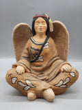 Unmarked Terracotta Archangel Figurine Medium Brown Hand Painted Angel Decor