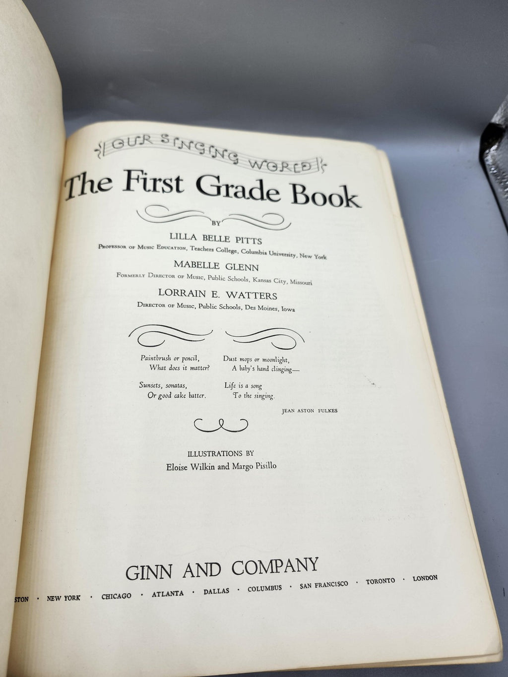 Vintage First Grade Book Pitts Glenn Watters Ginn Red HC Music Songbook USA