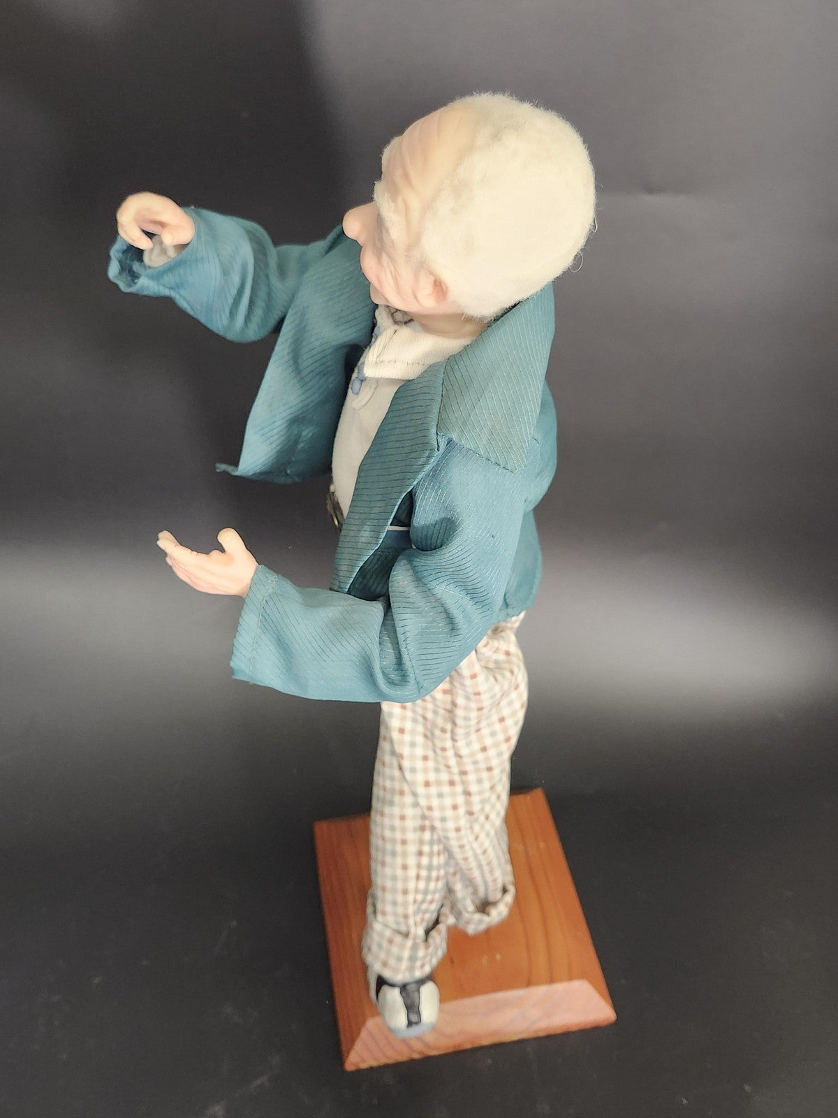 Artist Polymer Character Doll White Hair Plaid Pants Jacket Shoes 18 In Stand