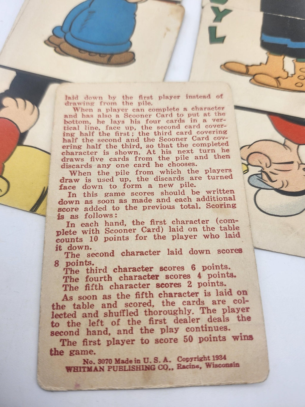 Vintage 1934 Whitman Popeye Scooner Card Game Playing Cards Set USA Olive Oyl