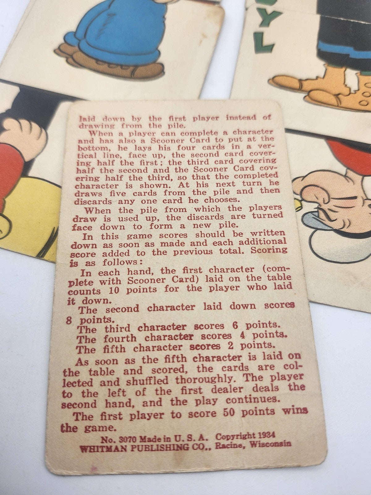 Vintage 1934 Whitman Popeye Scooner Card Game Playing Cards Set USA Olive Oyl