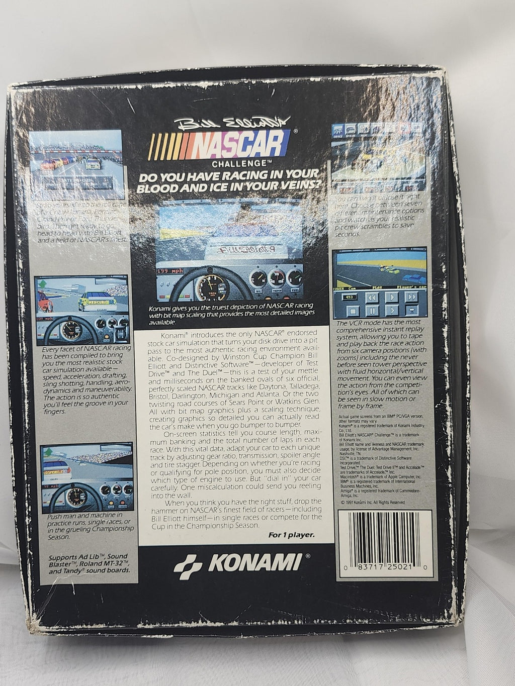 Bill Elliott's NASCAR Challenge PC MS-DOS Game Box CIB Konami 1991 Racing