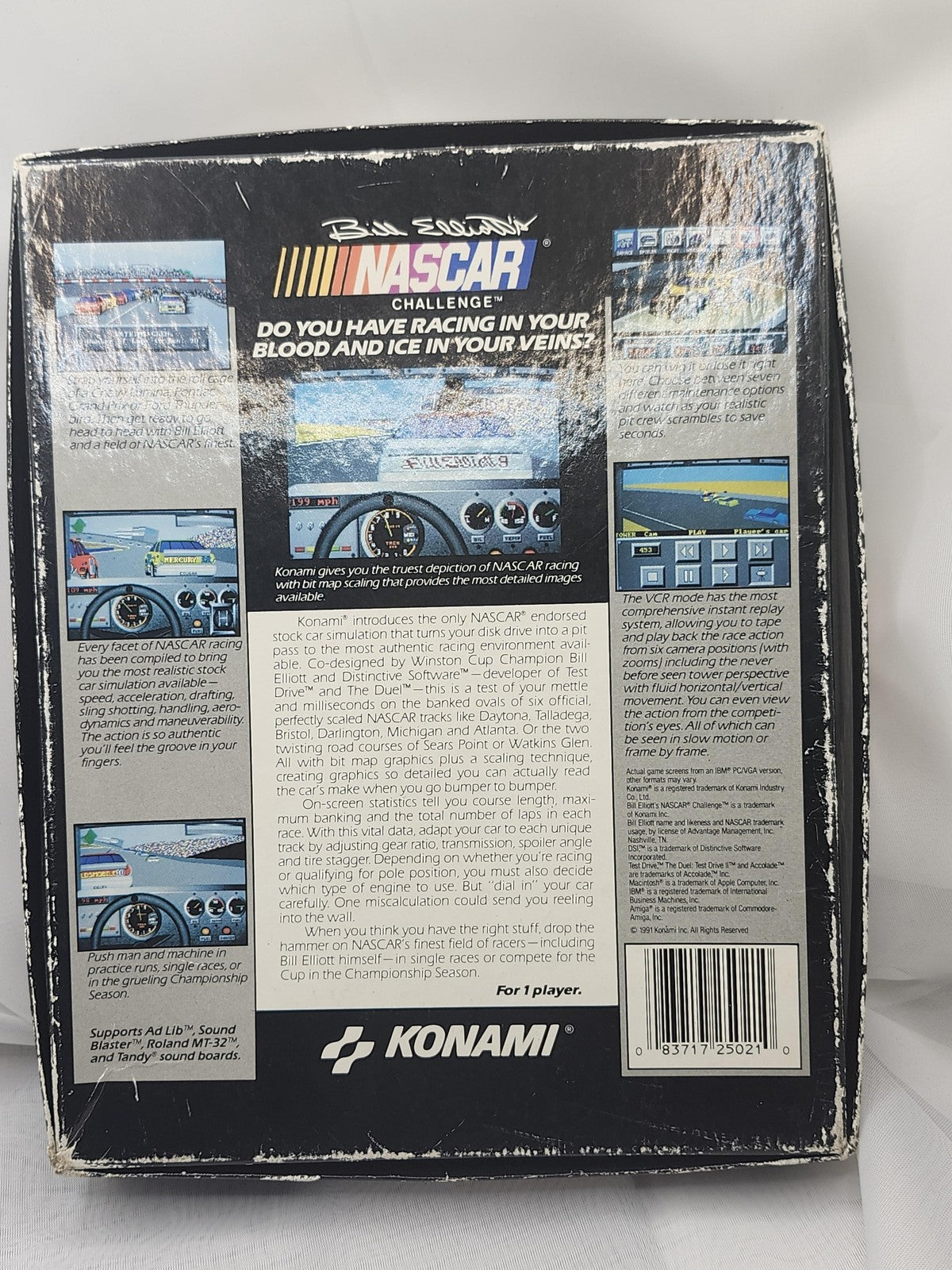 Bill Elliott's NASCAR Challenge PC MS-DOS Game Box CIB Konami 1991 Racing