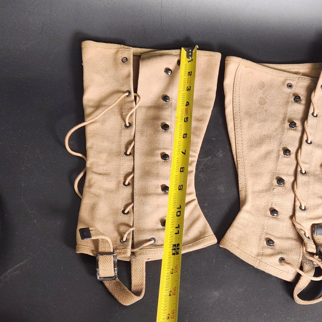 Vintage 1943 Gregory & Read Canvas Leggings Gaiters Khaki WW2 US Military Pair