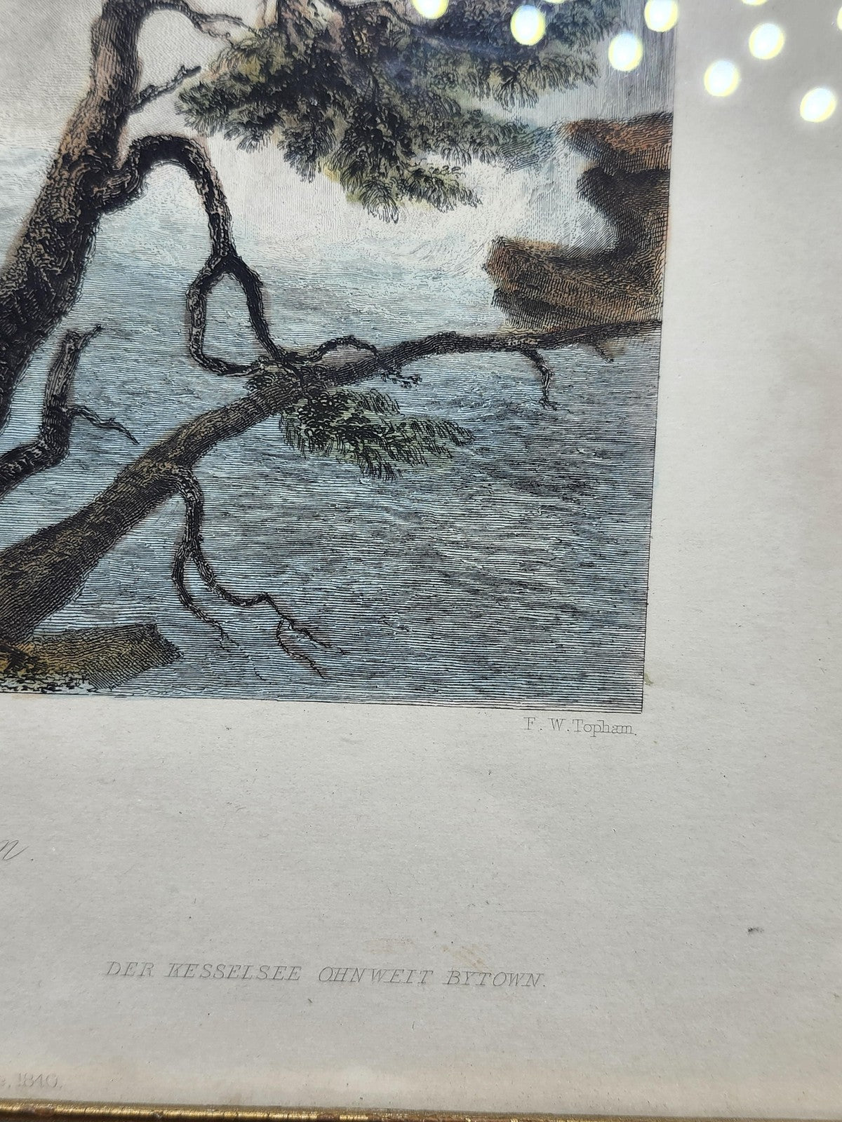 Vintage W H Bartlett Chaudiere Falls Bytown Hand Tinted Engraving 11x14 Framed
