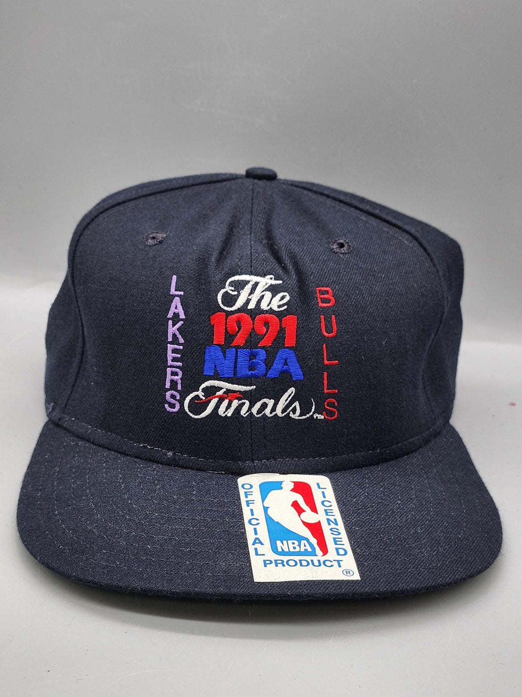 Vintage Chicago Bulls Lakers Hat Cap Snap Back New Era One Size Blue NBA Finals