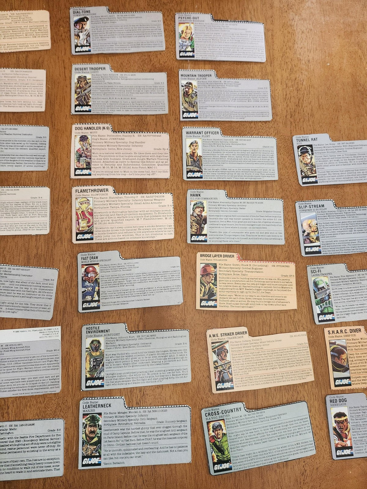 Vintage Hasbro G.I. Joe File Cards Mixed Lot 26 Cardboard Action Figure Bio