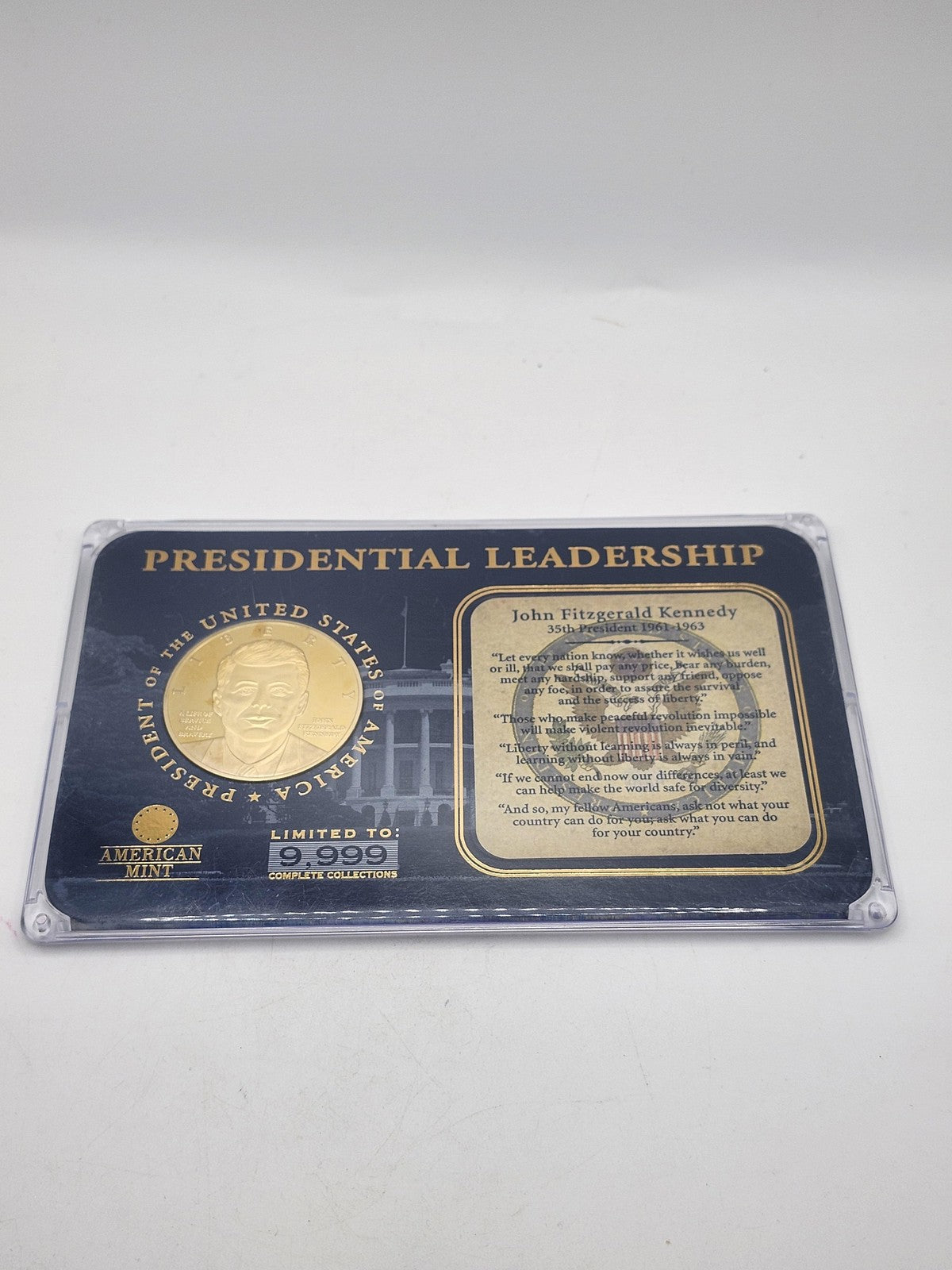 John F Kennedy Presidential Leadership Gold Medal American Mint 9999