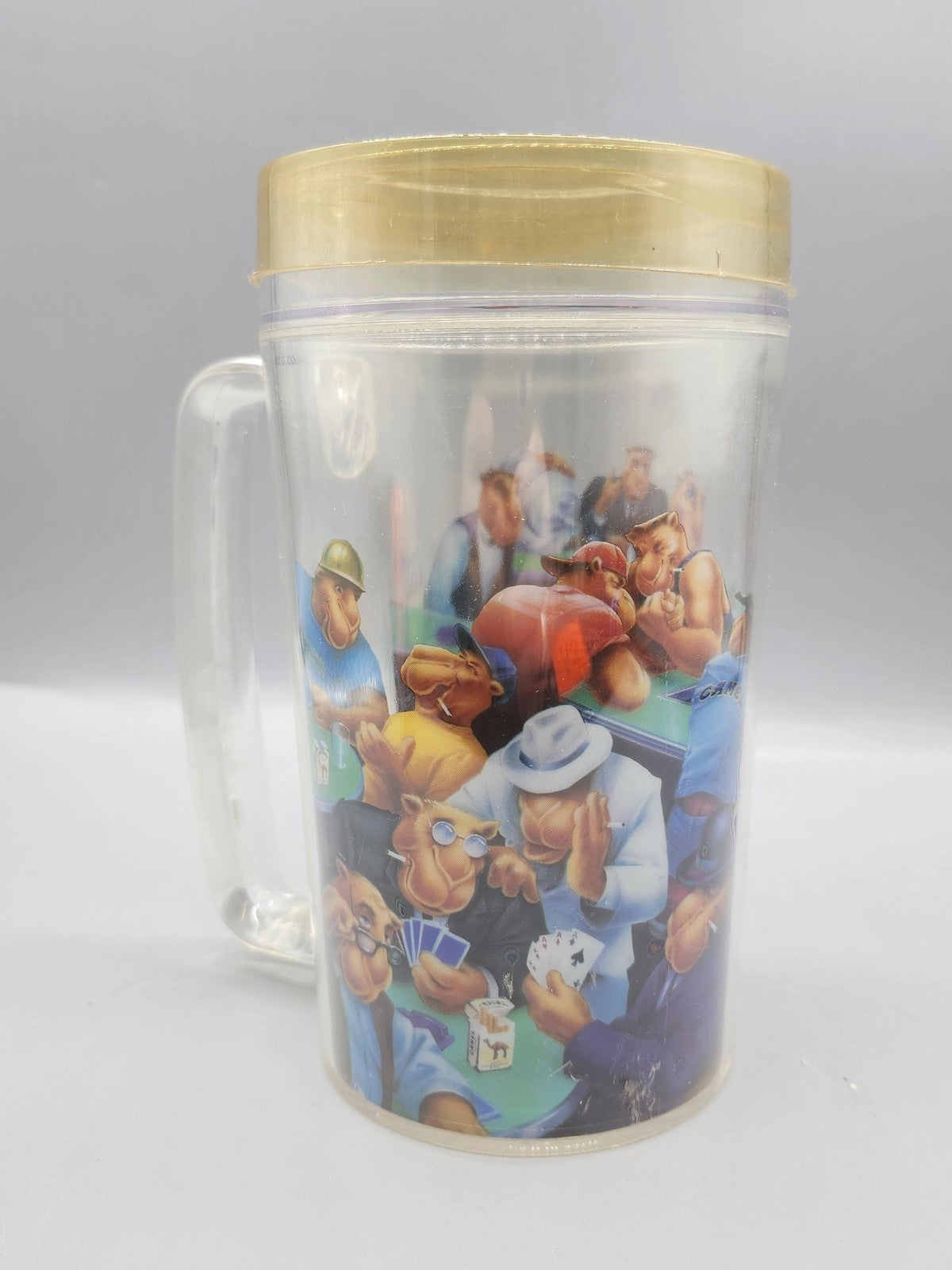 Vintage KMP Multicolor Ceramic Figural Beer Stein Castle Couple Japan Decor